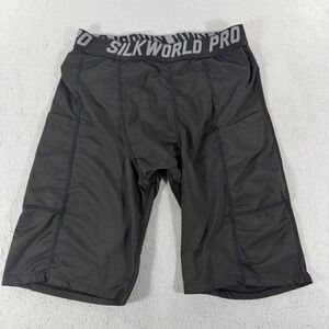 Silkworld Compression Shorts Mens Small Black Athletic Running Pockets